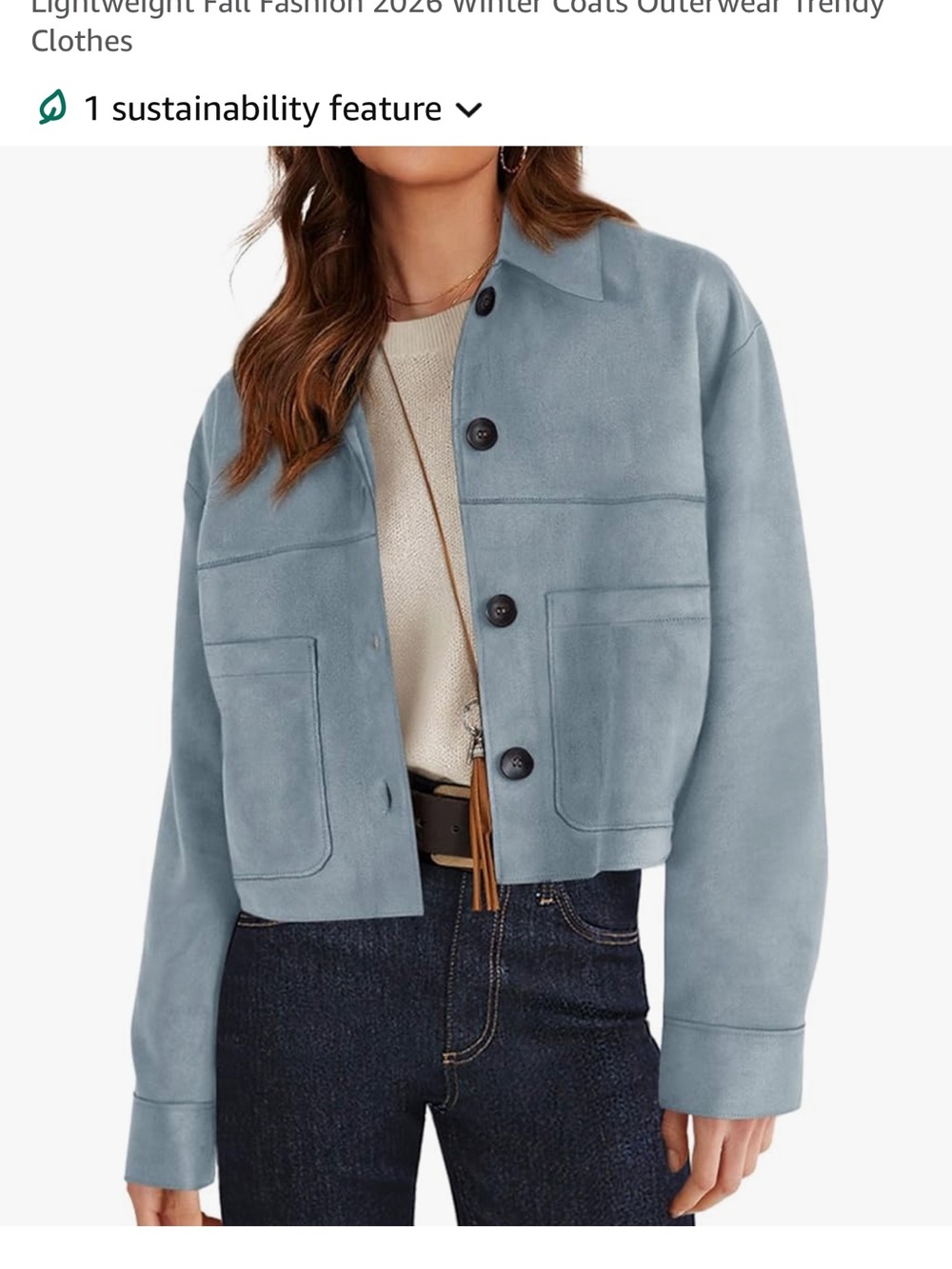 Cropped Light Blue Bomber Jacket with Patch Pockets